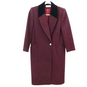 Jones New York Wool Coat Women PXL Burgundy Classic Elegant Dark Academia Preppy